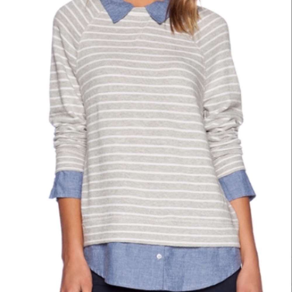 Joie Soft Diadem Striped Layered Denim Sweater